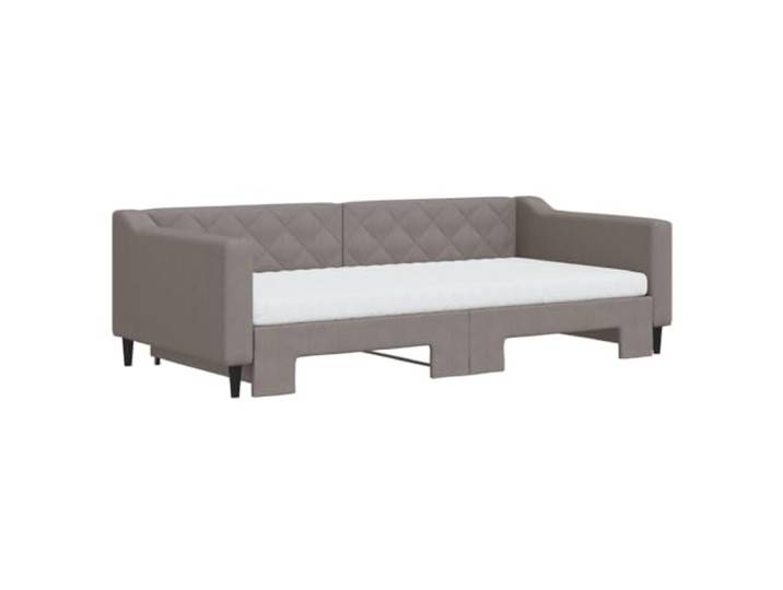 KTHLBRH Ausziehbares Schlafsofa Taupe mit 2 Matratzen Gestell aus Holz und Metall, Polyestergewebe, Abmessungen 223 x 212,5 x 67 cm, modernes Design