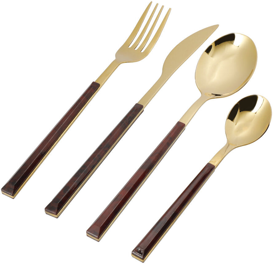Mikasa 16-Piece Faux Tortoise Shell Cutlery Set, Stainless Steel Brown 16