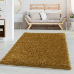 Carpetsale24 Shaggy Hochflor Teppich, 60x110 cm, Gold, weich, flauschig, modern, einfarbig, für kleine Räume, Schlafzimmer Flur
