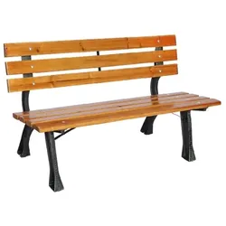 Lex XL Parkbank Tannenholz Gartenbank Sitzbank Holz Metall Terrasse Balkon 150x70cm : Natur hell