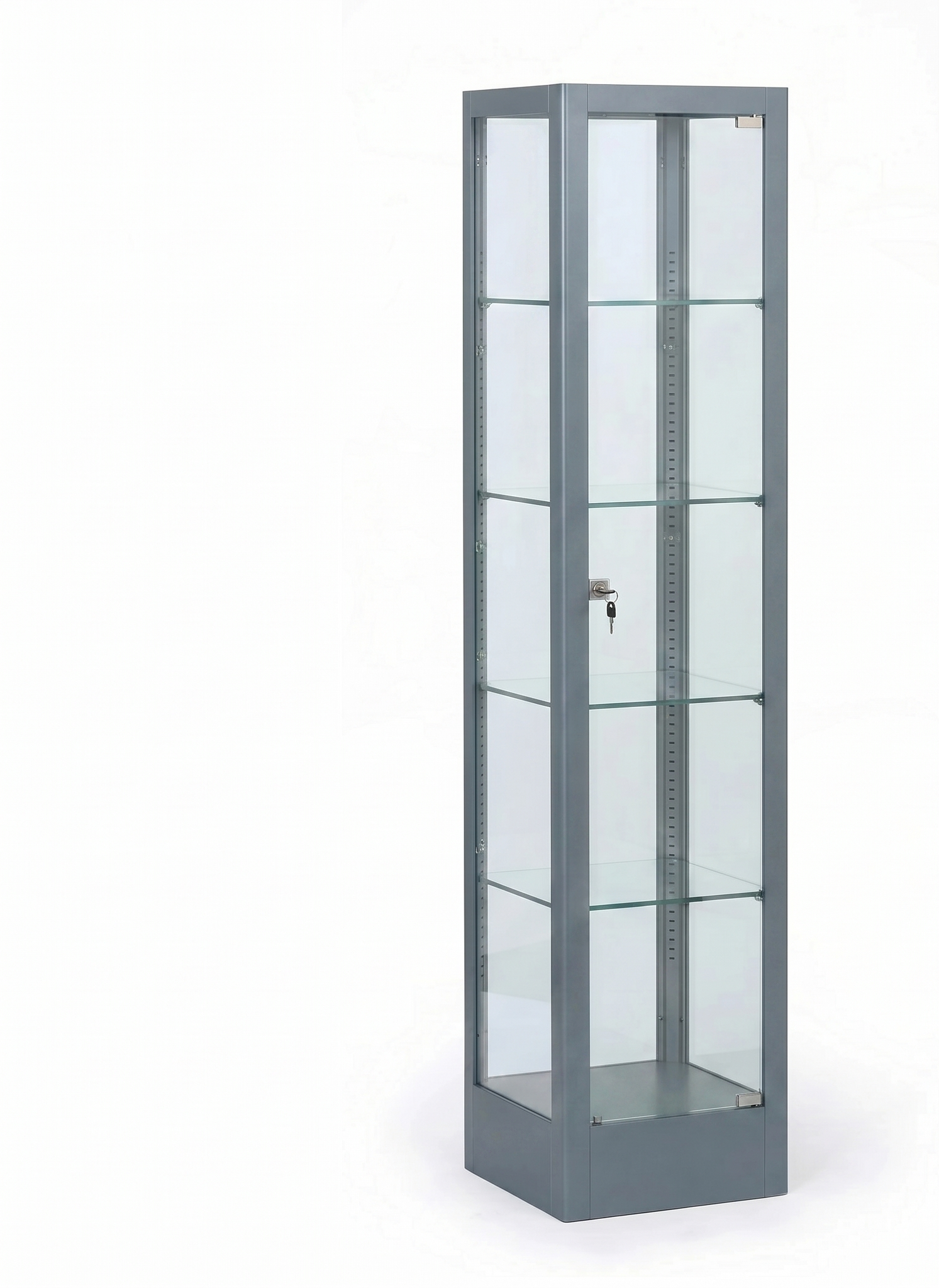 B2B Partner Glasvitrine, 1800 × 400 × 400 mm, grau