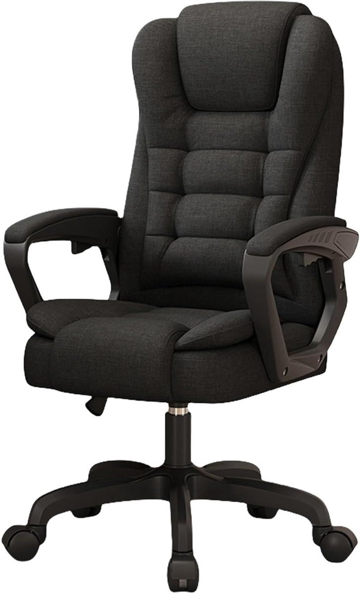 Comfortabele ergonomische bureaustoel met ademend katoen linnen in zwart