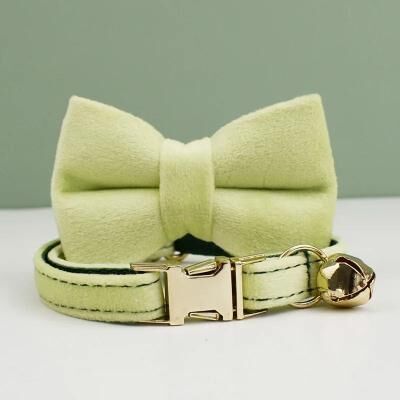 Inspired Finds VelvetCharm Personalized Cat Collar With Bow And Bell lemon Bow Set l