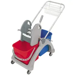 AquaSplast Doppelfahreimer 2.25 K TS rot blau inkl. 20 L Eimer, 6 L Eimer, Presse, Deichsel, Korb