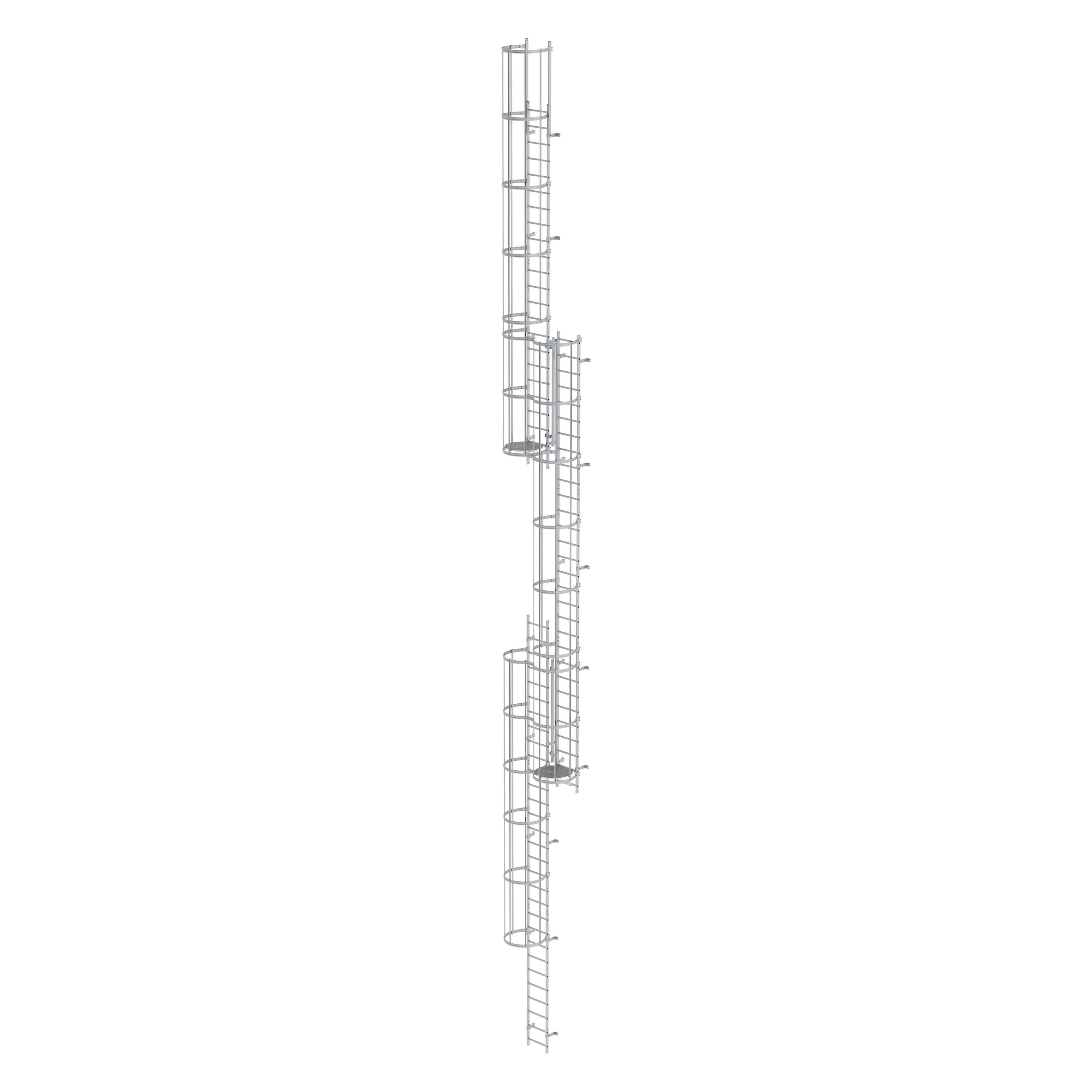 Munk Mehrzügige Steigleiter mit Rückenschutz (Maschinen) Aluminium blank 18,84m (Mehrzweckleiter) (510266)