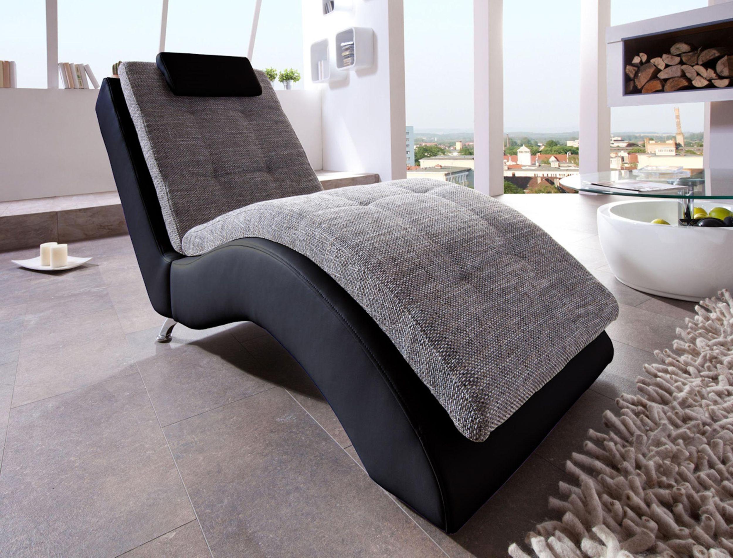 Benformato Liege Relaxliege Varese Schwarz/Grau inkl Kopfkissen 70x170x92 cm