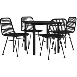 Helloshop26 - 5-teiliges Garten-Essset aus schwarzem Kunstharzgeflecht 02_0014786