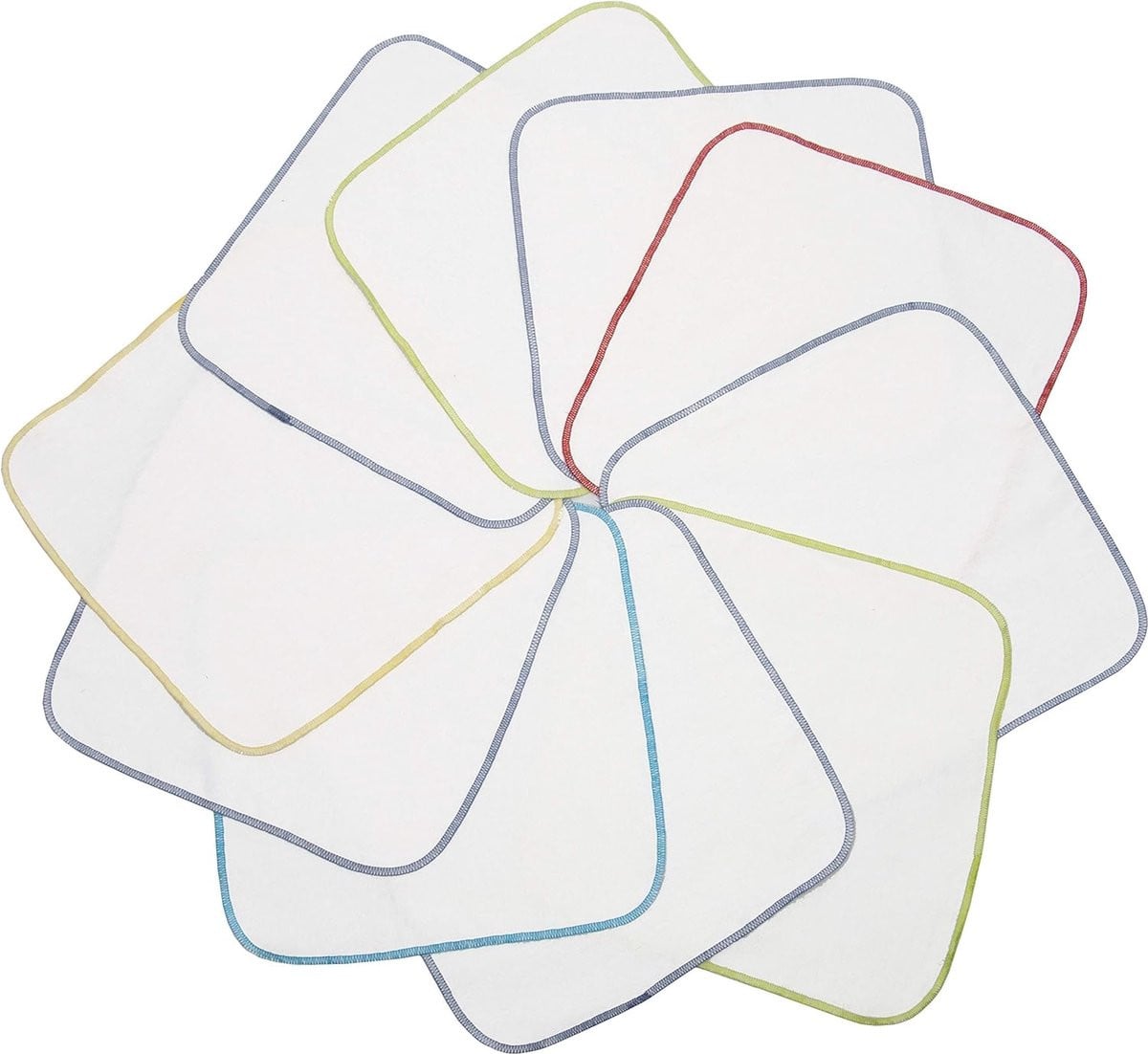 Set van 10 witte flanellen washandjes van 100% katoen, 25 x 25 cm
