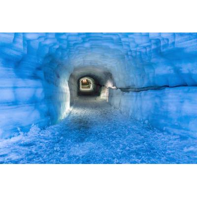 Fototapete PAPERMOON "GROTTE-TUNNEL EIS GLETSCHER HÖHLE ISLAND LANGJOKULL", bunt, B:3,5m L:2,6m, Vlies, Tapeten