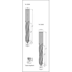 JSO VHW-Bohrfräser 16x51mm, mit BOHRERANSCHLIFF 80 GRAD - 20269-6-16000-R
