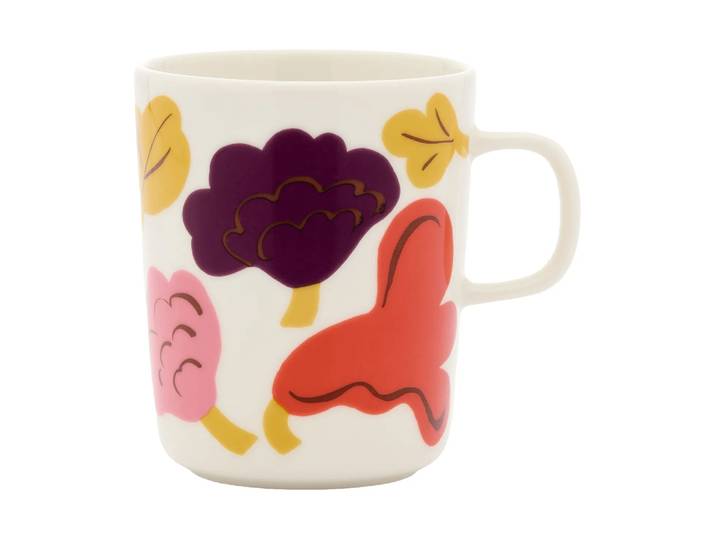 Marimekko Kukasta Kukkaan mug tasse White-pink-terrac-plum, 25 cl