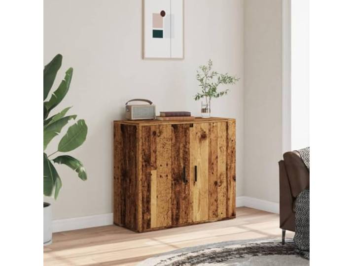 HEFZGDB Langlebiges Sideboard mit Stabiler Oberplatte aus Holzwerkstoff in Altholz-Optik, Weißes Sideboard aus Holzwerkstoff mit Stauraum, Praktisches für Wohnzimmer oder Zimmer,