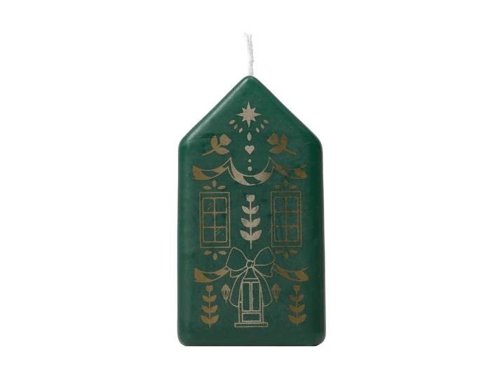 Broste Copenhagen Casa bougie pilier Vert foncé-or
