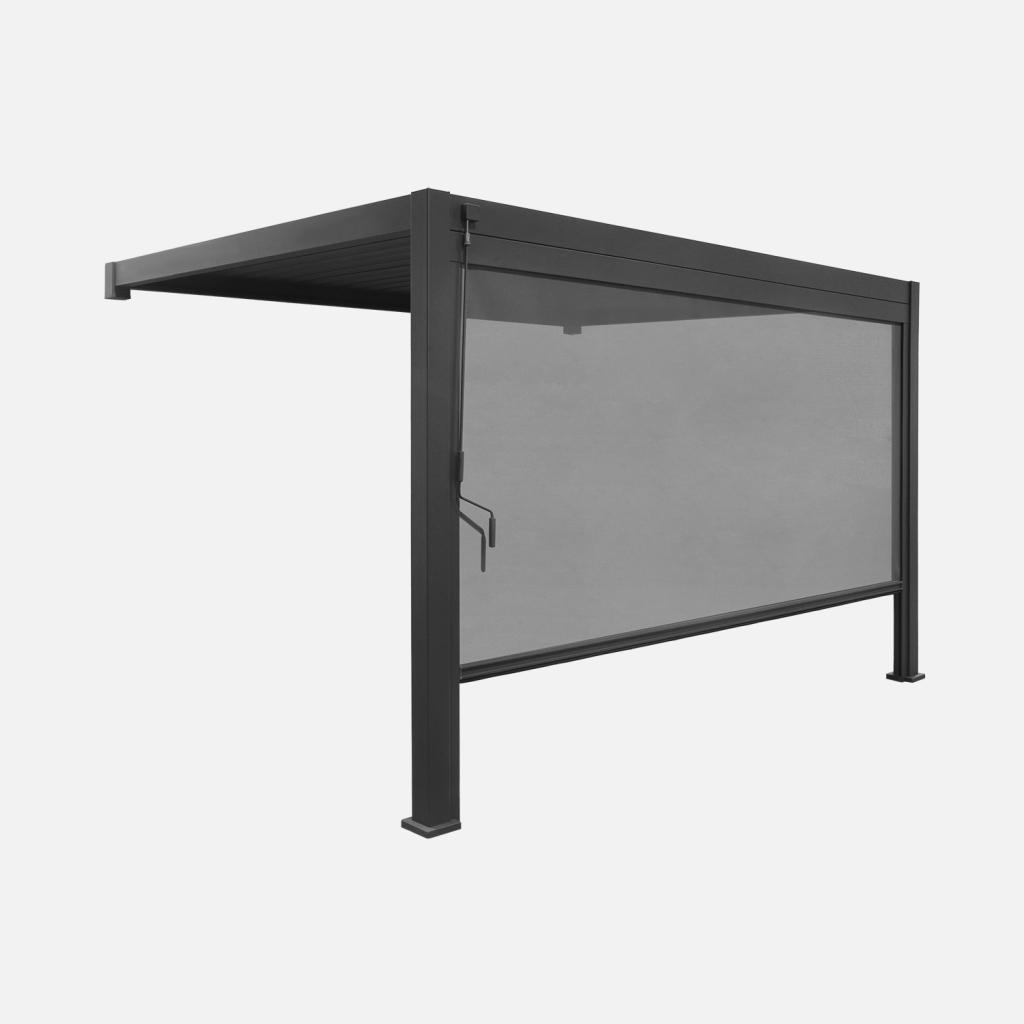 sweeek - Bioklimatische Wand Pergola Triomphe 4x3m + 1 Markise 4m - Anthrazit
