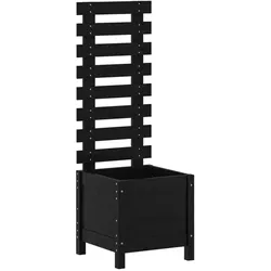 Helloshop26 - Hochbeet für Pflanzen Blumen Terrasse Garten mit Ständer 39 x 39,5 x 114 cm massives schwarzes Kiefernholz 02_0038215