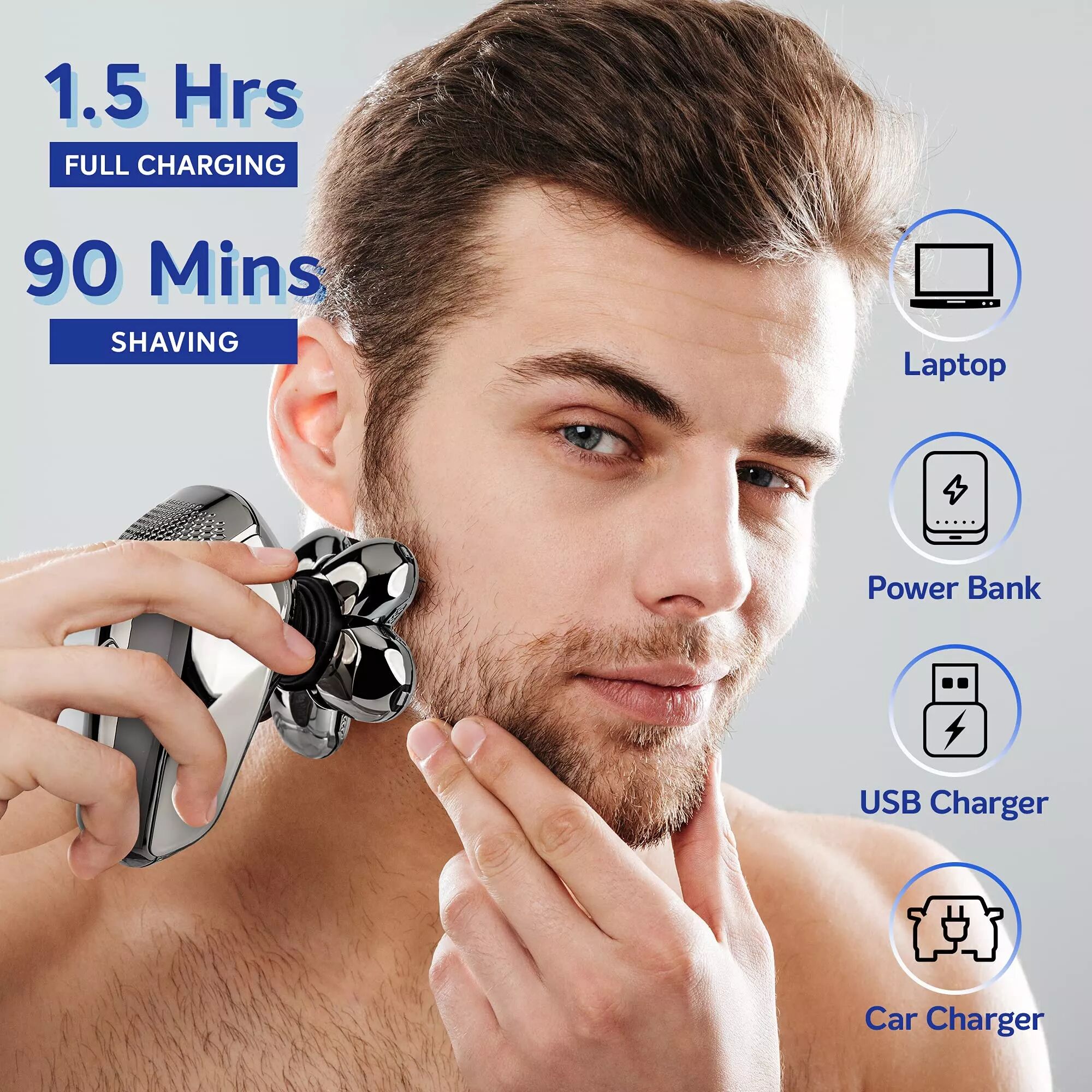 INF 6-in-1 Rasierer/Trimmer für Kopf und Gesicht Dunkelgrau