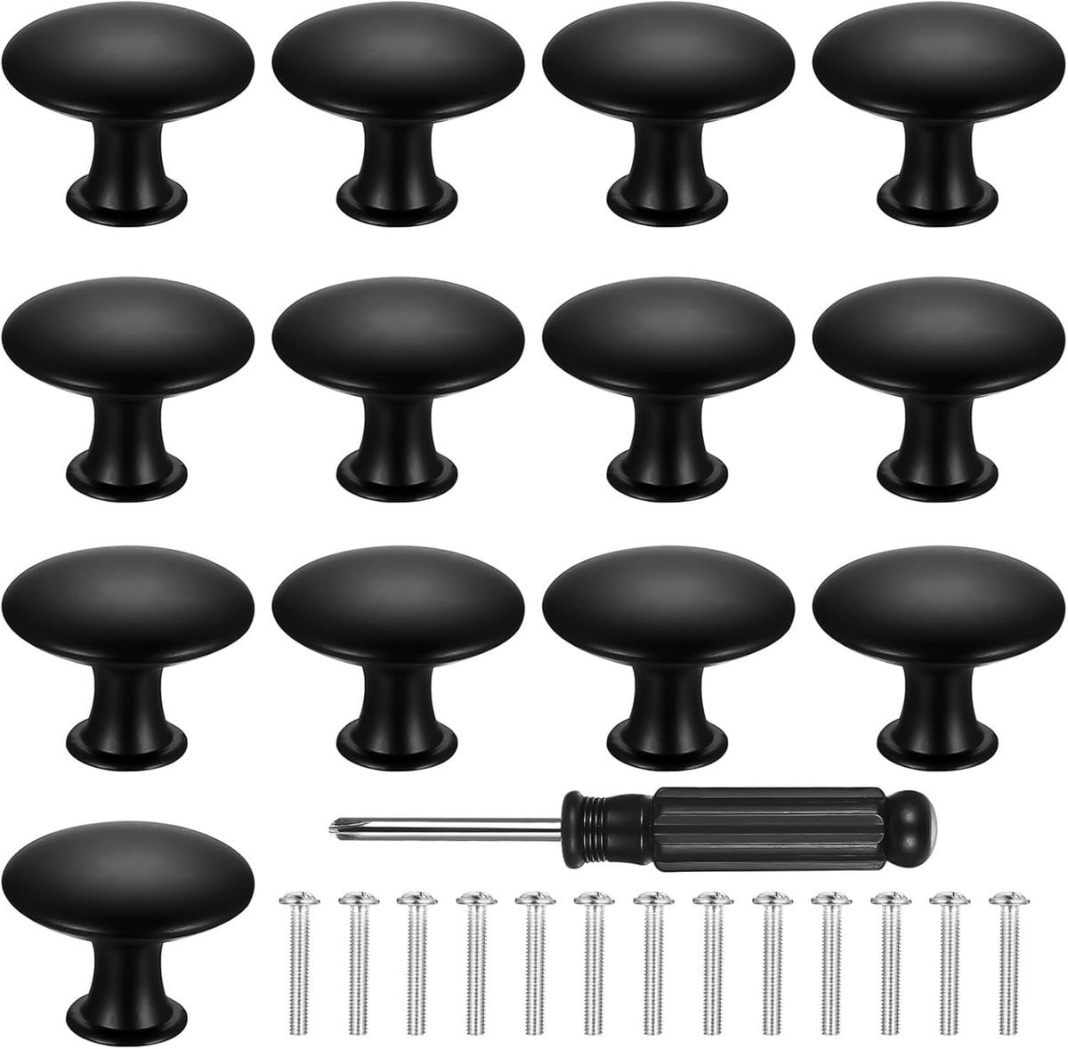 13 stuks ronde meubelknoppen 30mm - vintage lade- en deurklinken voor kasten en meubels - zwart