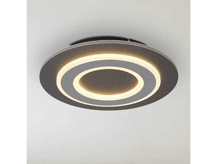 Plafonnier LED Type A rond Ø 32cm Blanc/Gris 1 Fer brossé Acrylique LED non-remplaçables Module LED