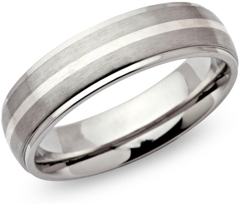 Unique Exklusiver Edelstahlring rund Silbereinlage 6mm silber