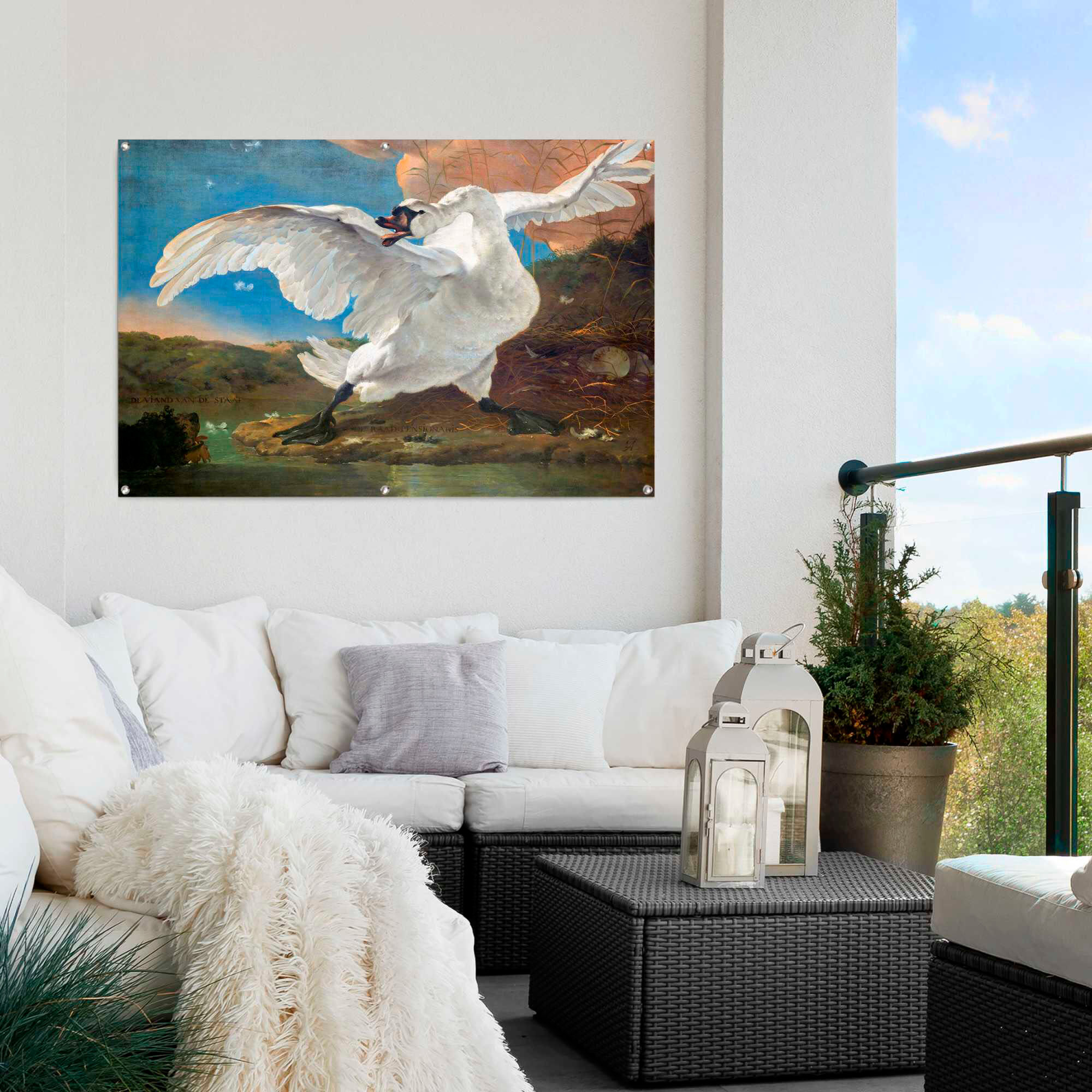 Reinders! Poster REINDERS "Der bedrohte Schwan", bunt (farbe bild(er): bunt), B:120cm H:80cm T:0,1cm, Leinwand, Bilder, Poster farbe bild(er): bunt B/H/T: 120cm x 80cm x 0,1cm