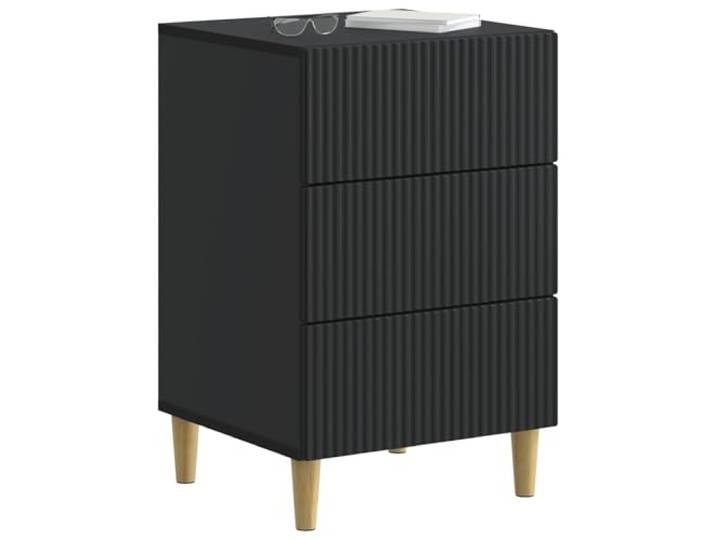 KTHLBRH Schwarzer Nachttisch 43 x 41 x 66,5 cm aus technischem Holz 3 Schubladen, großer Stauraum, vielseitiges Design, Montage erforderlich
