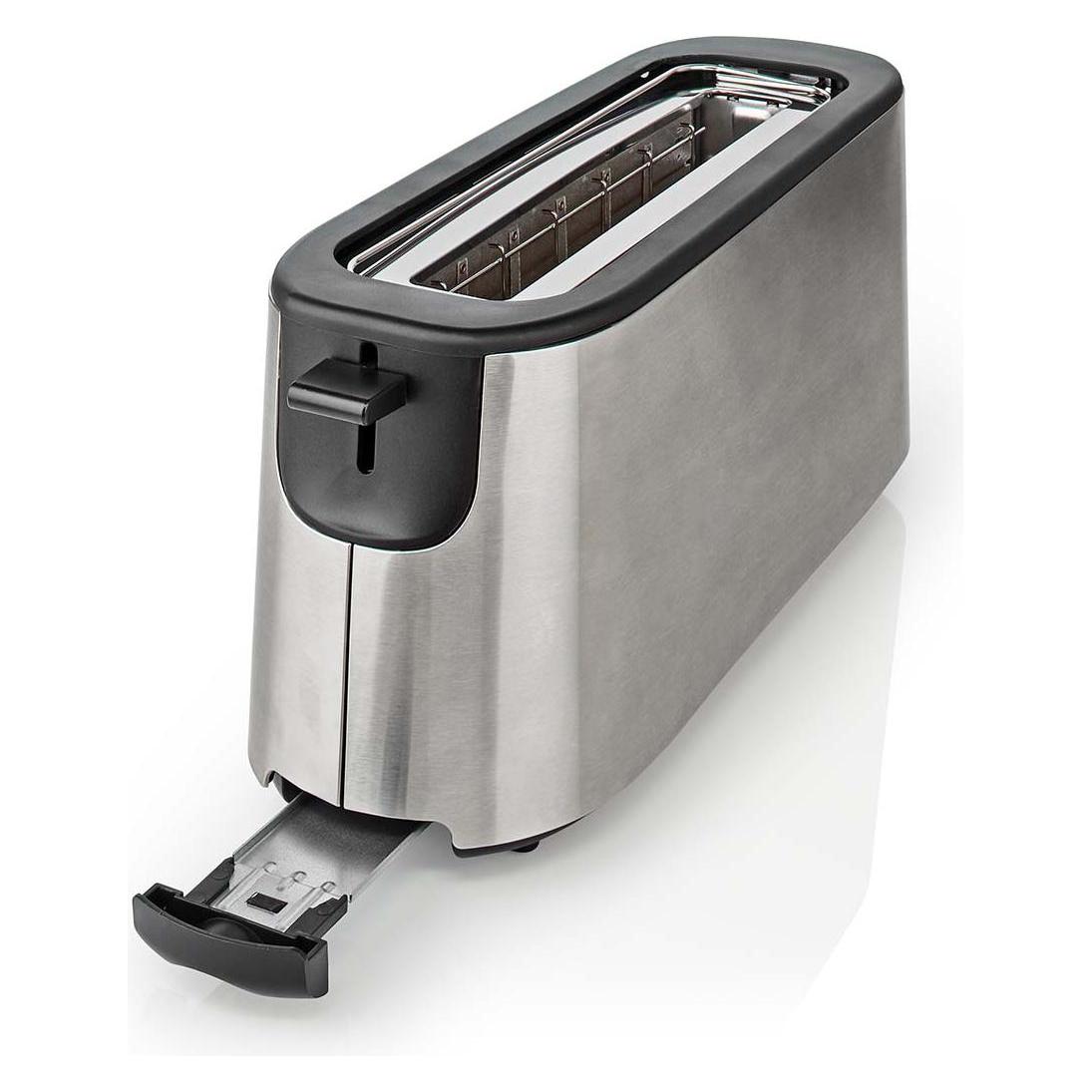 Nedis Toaster Edelstahl Serie 1 Steckplätz Bräunungsstufen: 6 Auftaufunktion Brötchenaufsatz Alumini (KABT310EAL)