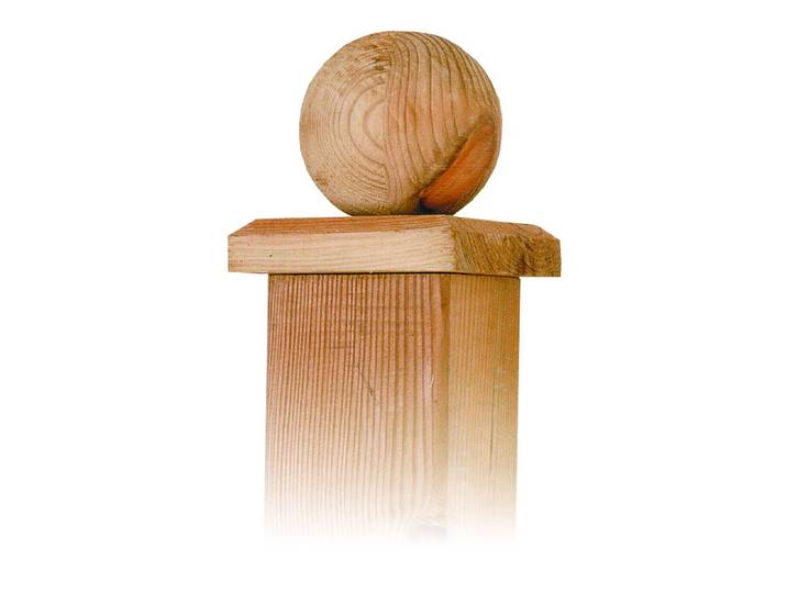 Paalornament hout bol paalkap voor tuinpaal 80mm