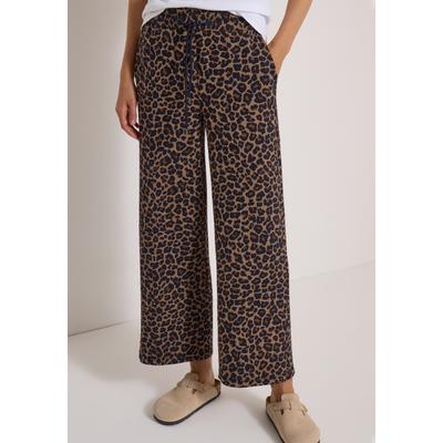 Stoffhose CECIL "Style Neele", Damen, Gr. L (42), Länge 28, creamy mocha, Web, Obermaterial: 47% Viskose, 45% Polyester, 8% Elasthan. Futter: 100% Polyester, lang, Hosen Stoffhose, Viskosemix in Silk-Touch-Qualität, Elastikbund, Animal Print