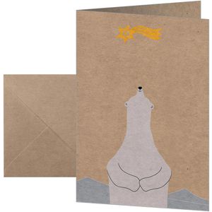 Sigel Weihnachtskarte DS084 Polar bear with star, 105 x 148mm (A6), Klappkarte mit Umschlag, 10Stück