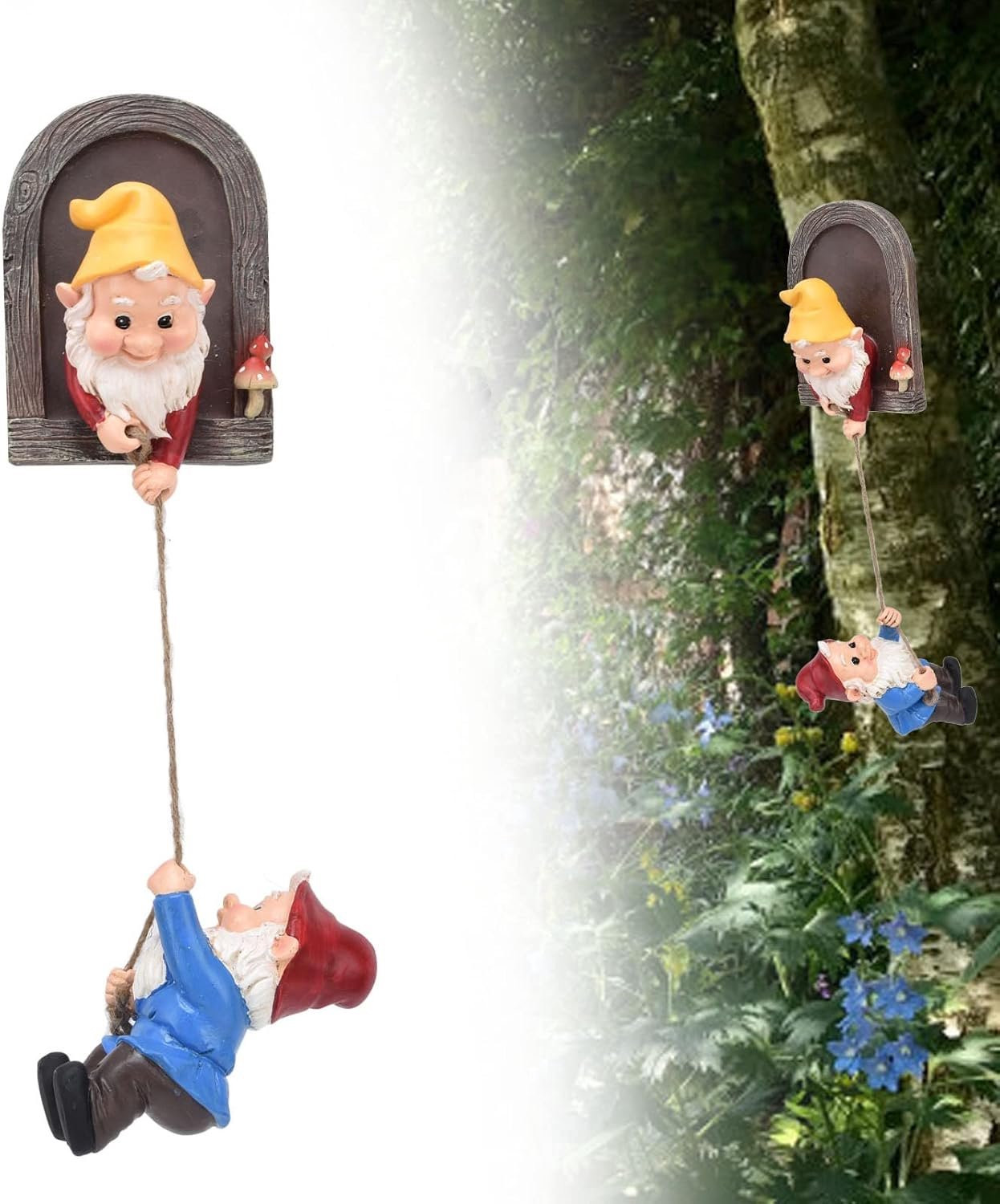 Tuinkabouter Boomklimmende Statue, Resin Elf Decor voor de Tuinboomstam