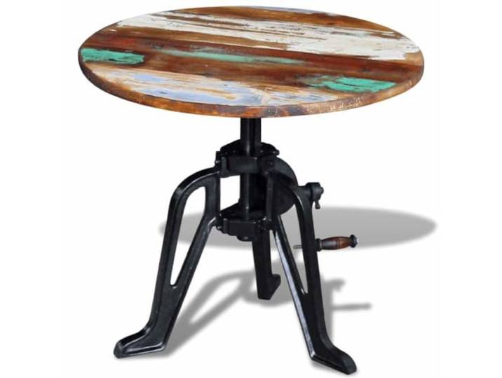 HEFZGDB Beistelltisch Altholz Gusseisen 60x(42-63) cm Höhenverstellbarer Industriestil Couchtisch aus Recyceltem Massivholz Handgefertigt Vintage