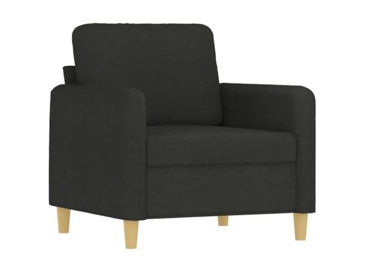 KTHLBRH Sofa-Set, 3-teilig, schwarzer Stoff, mit Kissen Schaumstoff, Metallgestell, robustes Sperrholz, 6 Kissen inklusive, maximale Belastung 110 kg