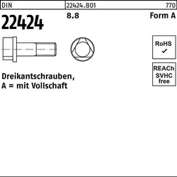 Dreikantschraube DIN 22424 FormA AM 8x 25 8.8 100 Stück