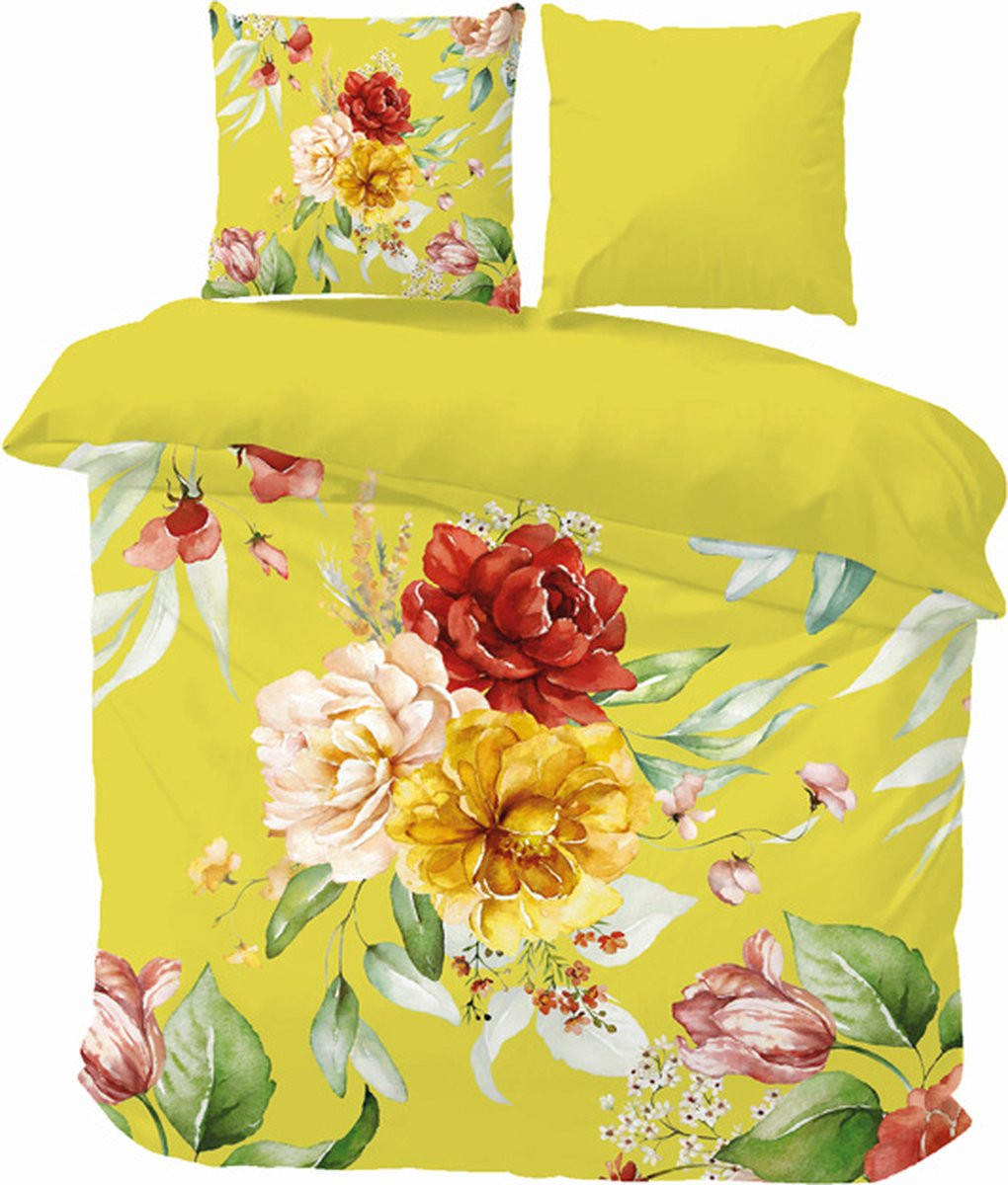 iSleep Dekbedovertrek Simone Eenpersoons Geel 140x220 cm