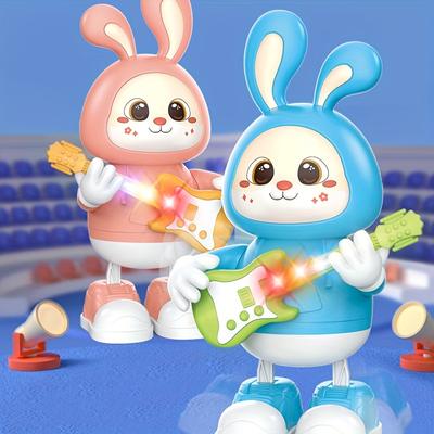 Perfect Picks Market Walking Singing Bunny, Musical Dancing Rabbit Toy With Guitar, Moving Toys For Baby With Music & Lights, Easter Gift pink Rabbit