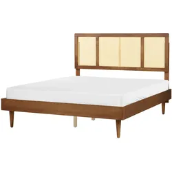 BETT mit Lattenrost 160/200 Gummibaumholz Braun Auray
