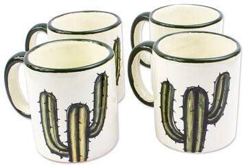 Novica Handmade Saguaro Ceramic Mugs (Set Of 4)