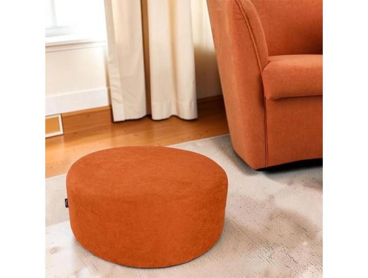 Pouf Rond Giotto L70 cm en Tissu Anti-Tache ORANGE