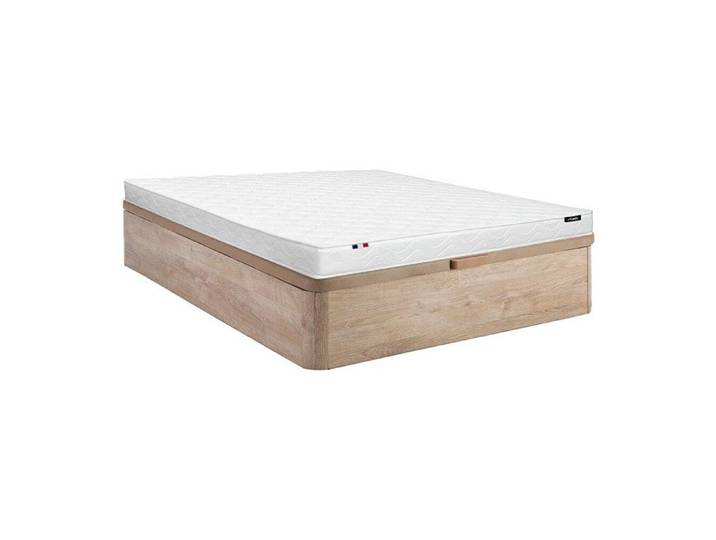Ensemble 140 x 190 cm sommier coffre naturel clair + matelas mousse ép.15cm - ZEUS de YSMÉE