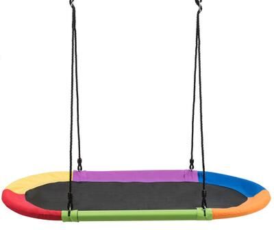 Costway 60 Inch Saucer Surf Outdoor Adjustable Swing Set-Colorful