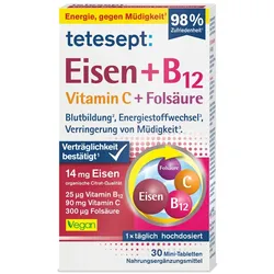 Tetesept Eisen+b12 Vitamin C+folsäure Filmtabl. 30 St