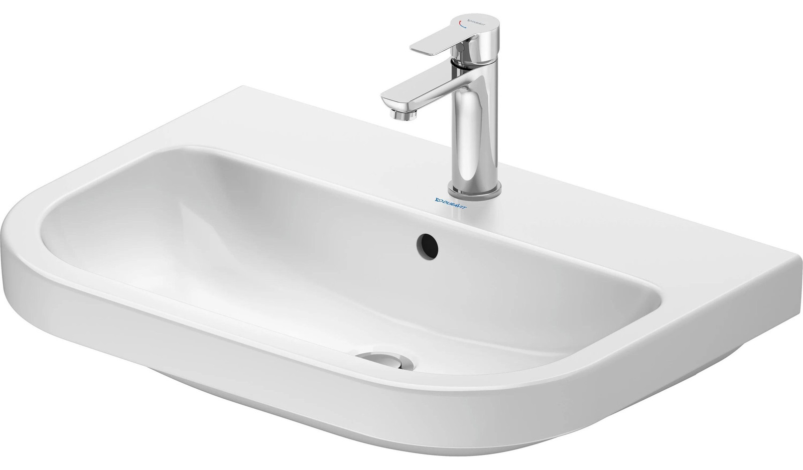 Duravit D-Code 2.0 Wastafel met overloop, Wit, 65 x 46 cm