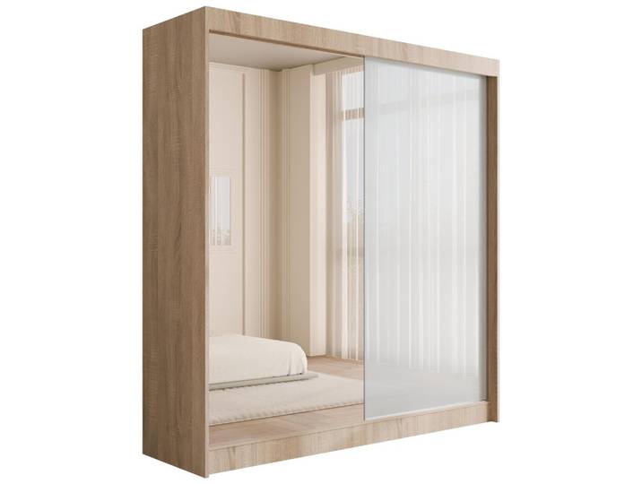 KLEIDERSCHRANK VESLI - 200 cm - Sonoma Eiche Weiß