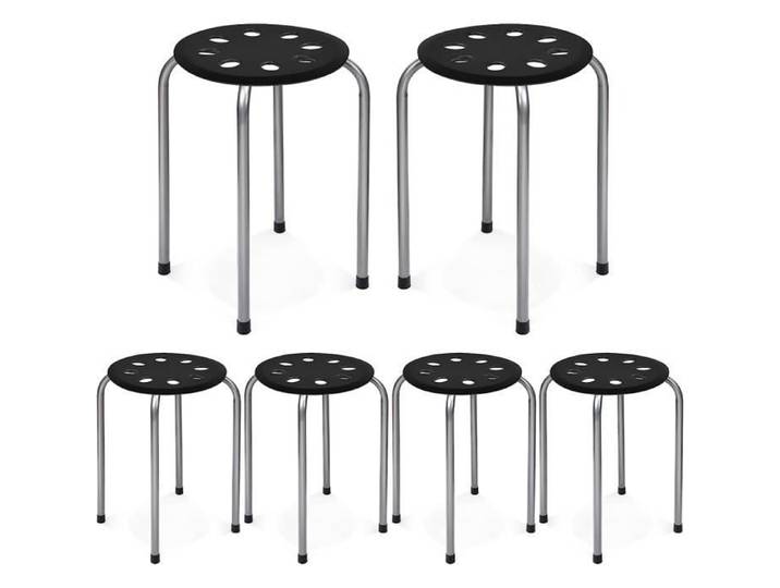 RELAX4LIFE Lot de 6 Tabourets Ronds de Bar pour Enfants/Adultes Tabourets Empilables Légers 37 x 44 CM Charge 100KG Gris