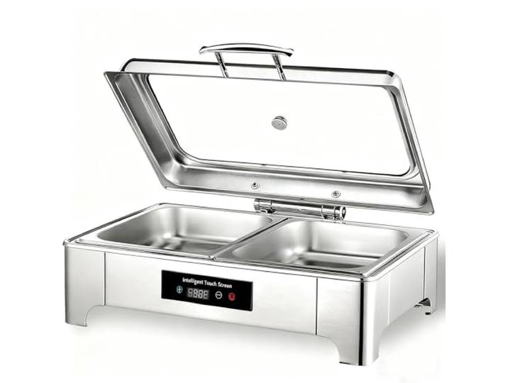 Chafing Dish Elektrisch, 9L Edelstahl Speisewärmer Buffetwärmer (GN1/2) Speisenwärmer Elektrisch mit Touch-Temperaturregelung, Warmhaltebehälter Essen Elektrisch für Buffet und Party