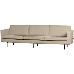 Sofa Rodeo 3-Sitzer aus Bouclé, modern, Beige, weicher Stoff und schwarzes Metallgestell