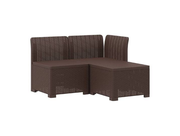 vidaXL Sofaelement 3-Sitzer Garten Sofa Rattan Look 3-Sitzer PP Braun