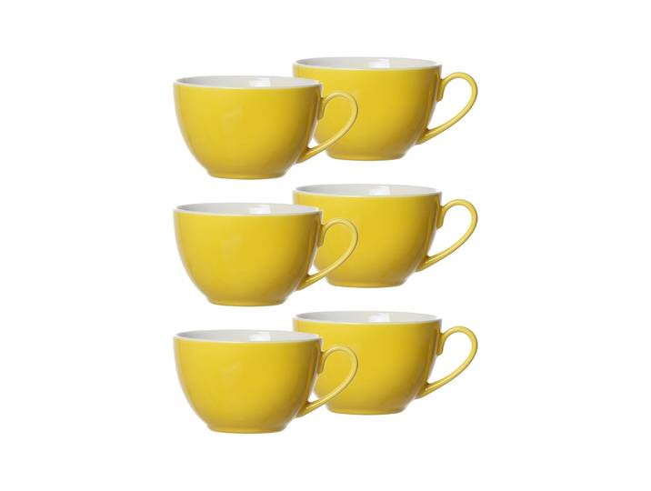 Tasse RITZENHOFF & BREKER Kaffeetassen Doppio 200 ml 6er Set , gelb, Porzellan, Trinkgefäße, Tasse