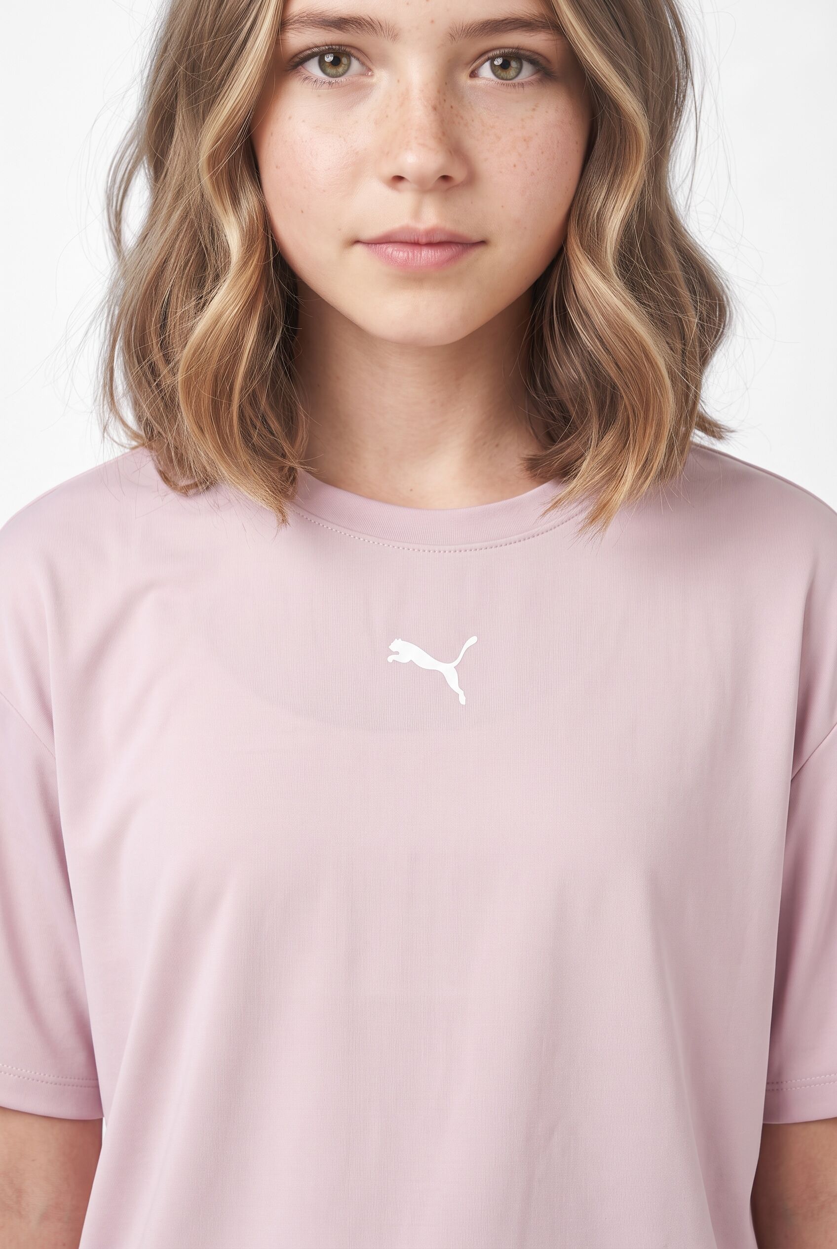 T-Shirt PUMA "TAD ESS TEE G", Mädchen, Gr. 176, rosa (misty pink), Jersey, Obermaterial: 92% Polyester, 8% Elasthan, unifarben, relaxed fit normal, Rundhals, Shirts T-Shirt, Trainings-T-Shirt, mit Rundhalsausschnitt, mit reflektierendem Logo misty pink 17