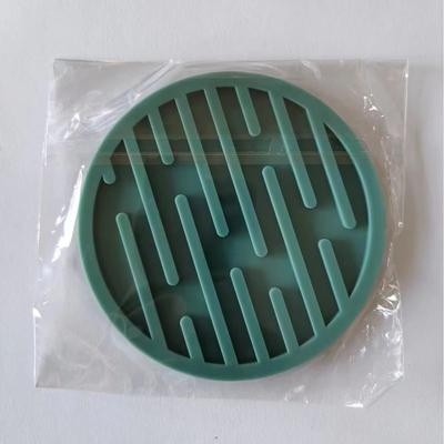 Inspired Finds Round Silicone Coaster Striped, Water Draining, Anti Slip, Heat Resistant Beverage Coaster green